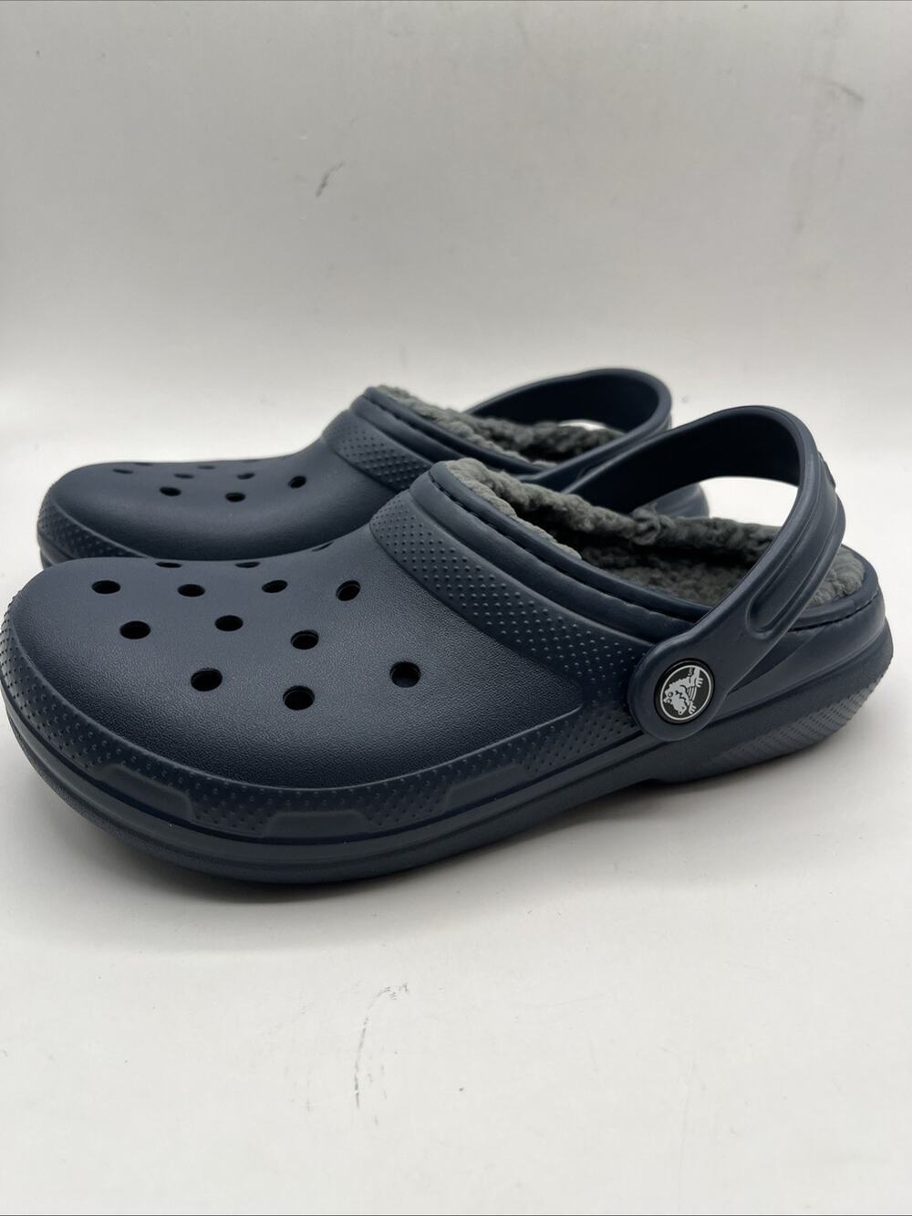 Crocs Unisex Classic Lined Winter Clog Size US J3 Little Kids Navy Blue Shoe NWT